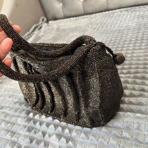 Elegant Brown and Bronze Beaded Vintage Bag
